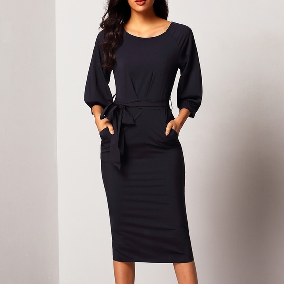 Dresses & Skirts - NWOT Puff Sleeve Chiffon Pencil Dress